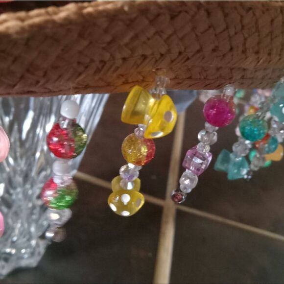 FESTIE STRAW HAT! One-of-a-kind,UV Reactive hanging Mushrooms, silk florals. main image 4